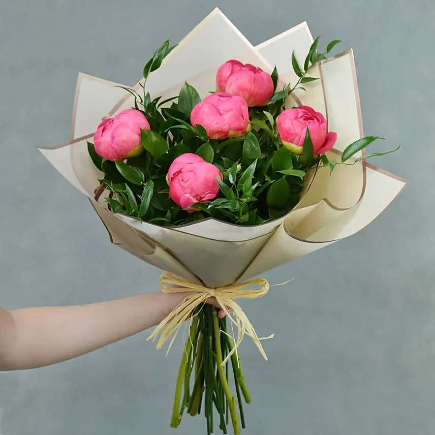 Delightful Coral Peonies Bunch